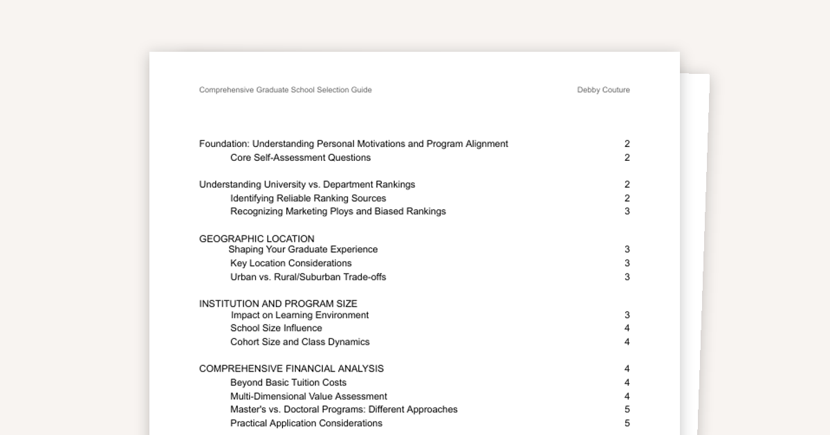 Comprehensive Graduate School Selection Guide