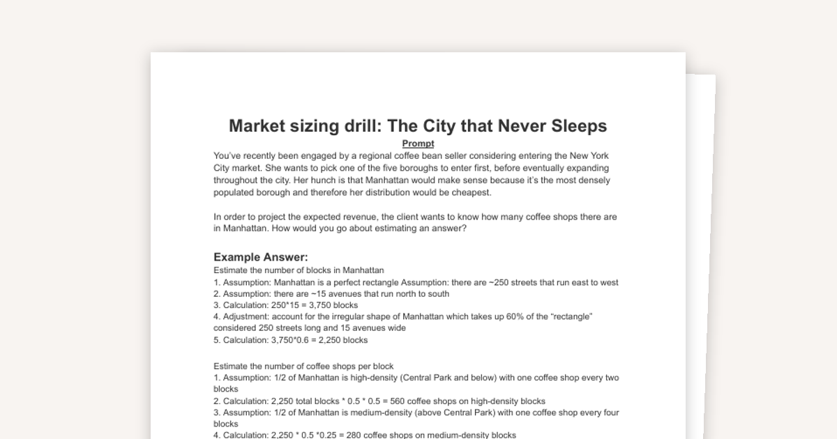 Market Sizing Drills