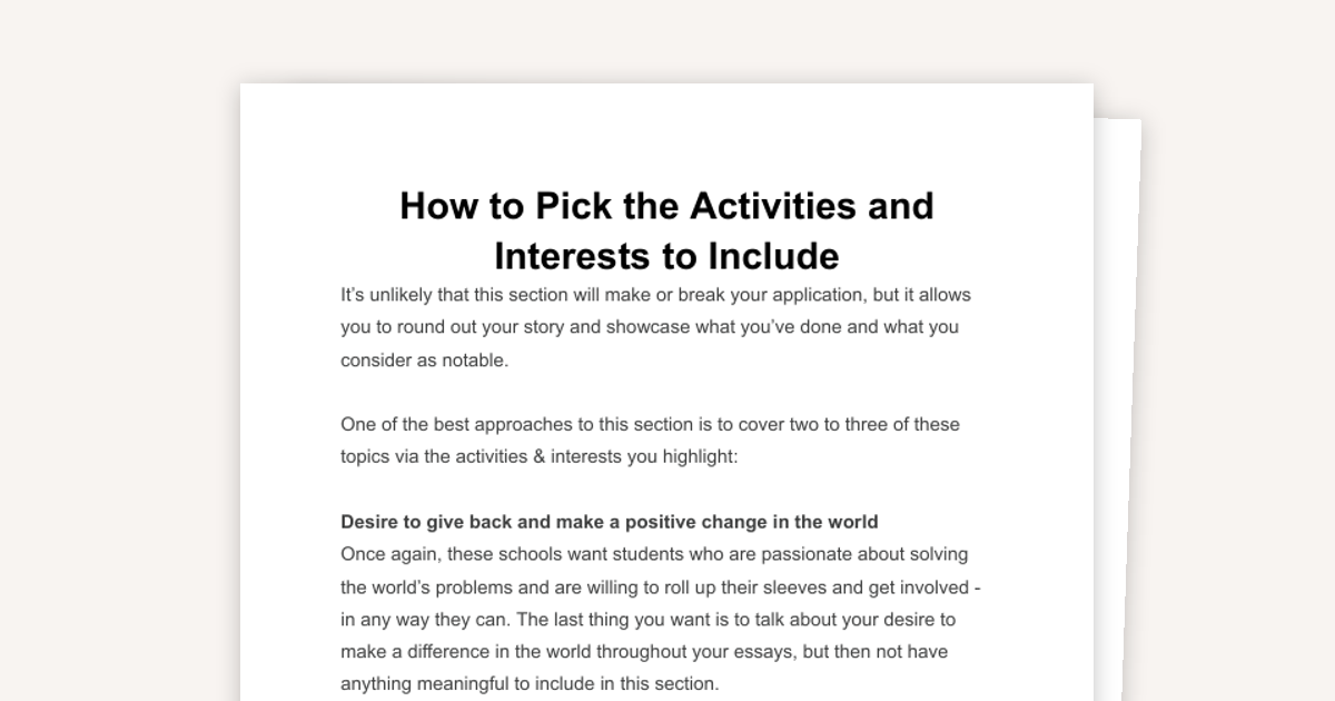 How to Pick the Activities & Interests for Applications