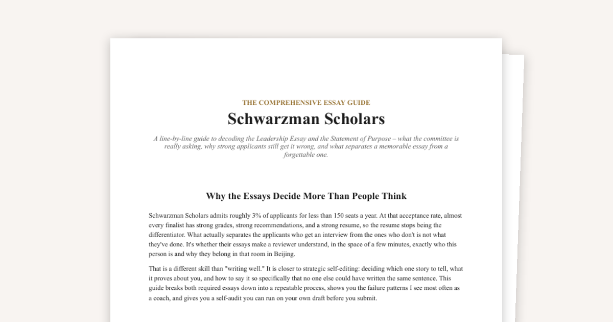Ace Schwarzman Scholars essays: A comprehensive guide for 2027 intake