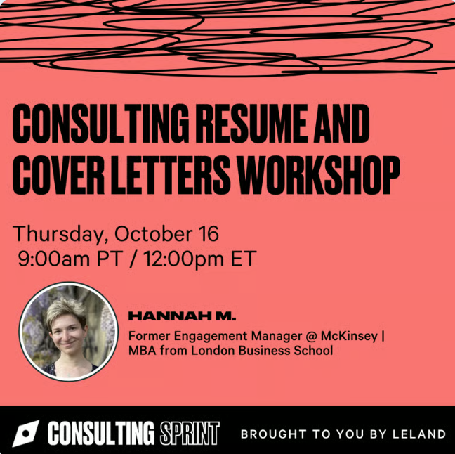 Consulting Resume and Cover Letters Workshop