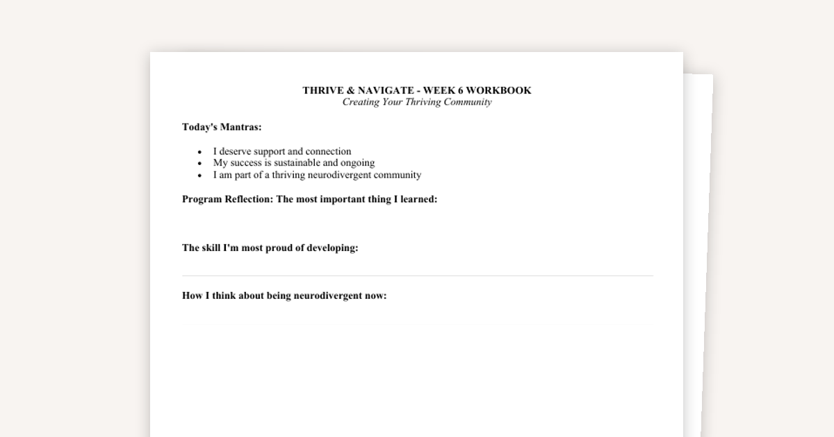 Creating Your Thriving Community - Workbook
