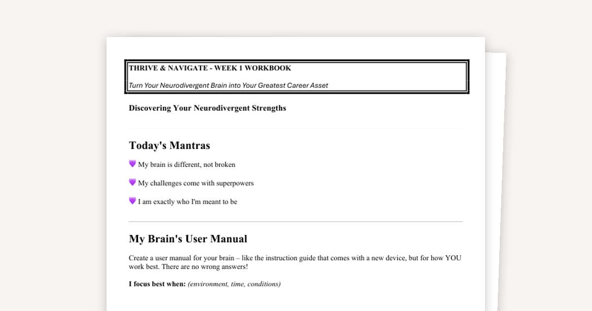 Neurodivergent Strengths Workbook