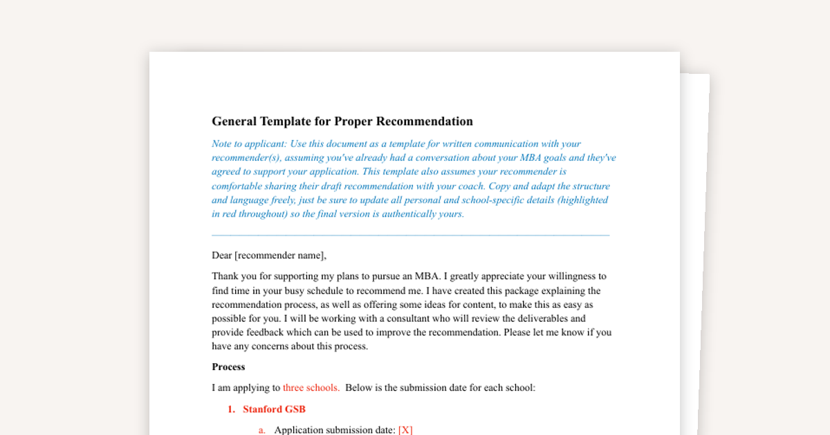 MBA Recommender Outreach Template