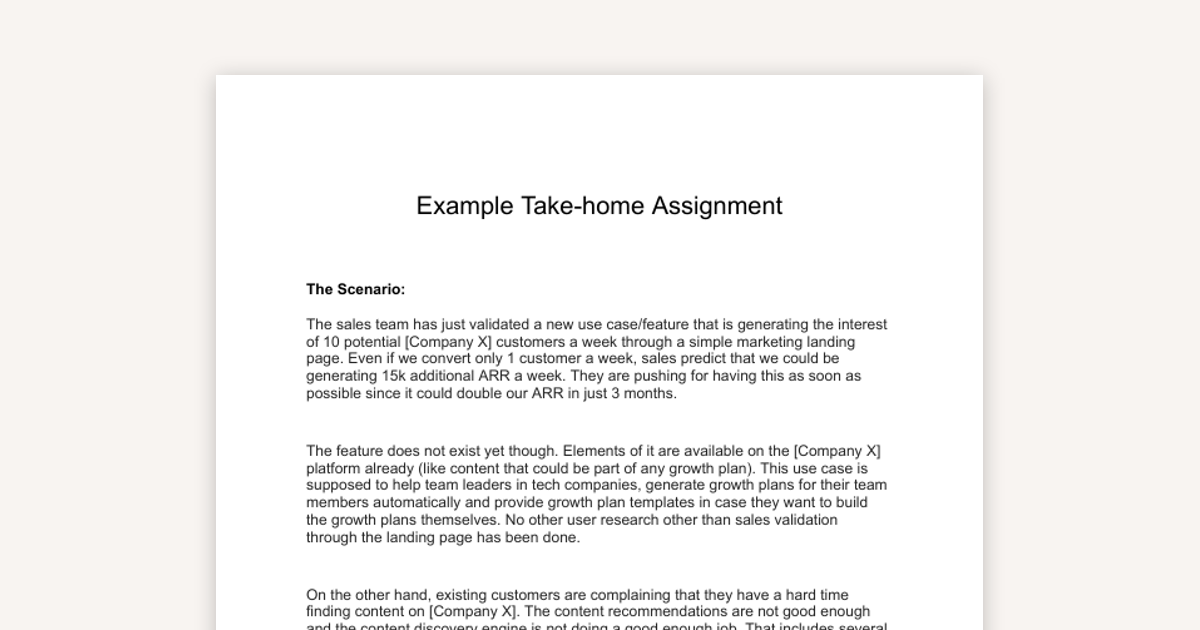 Example Take-Home Assignment (Startup) - Prompt