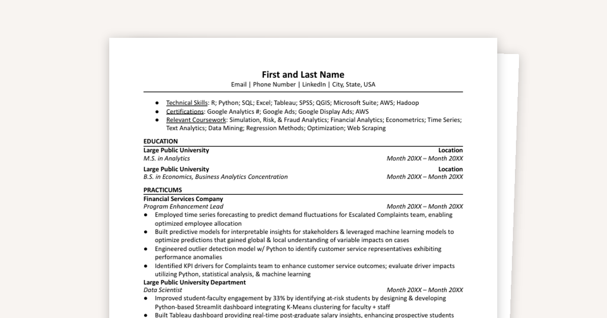 Capital One Data Scientist Resume