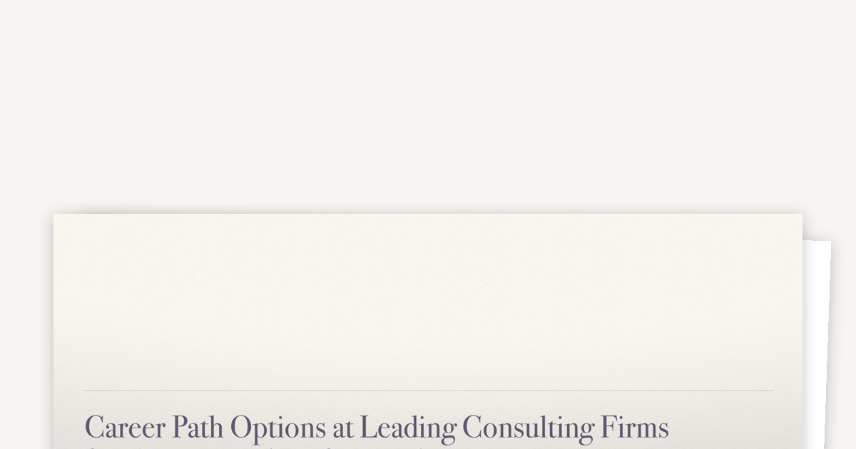 Consulting Career Path Options for Experienced Professionals