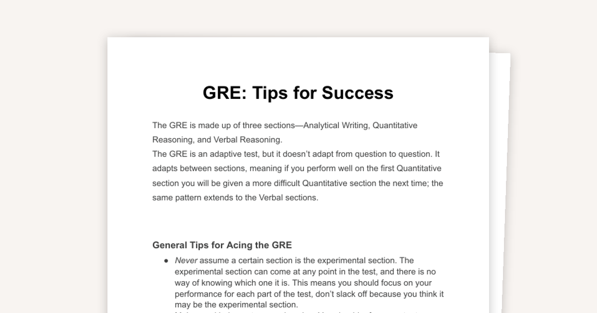 GRE: Tips for Success