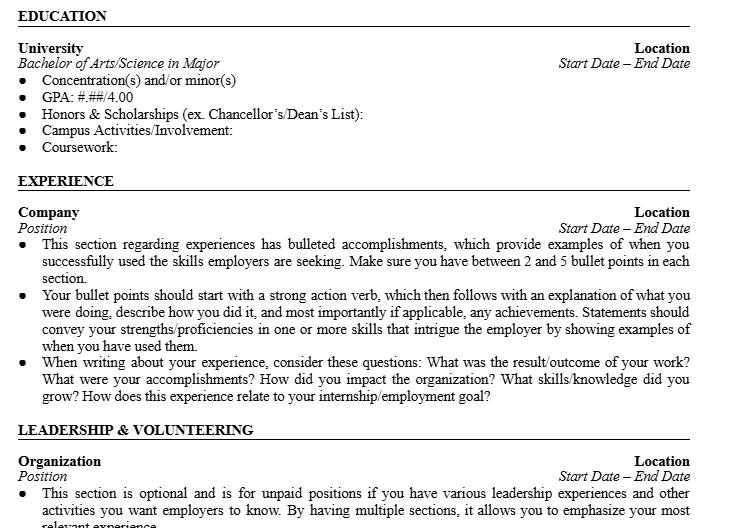 Federal Resume Template