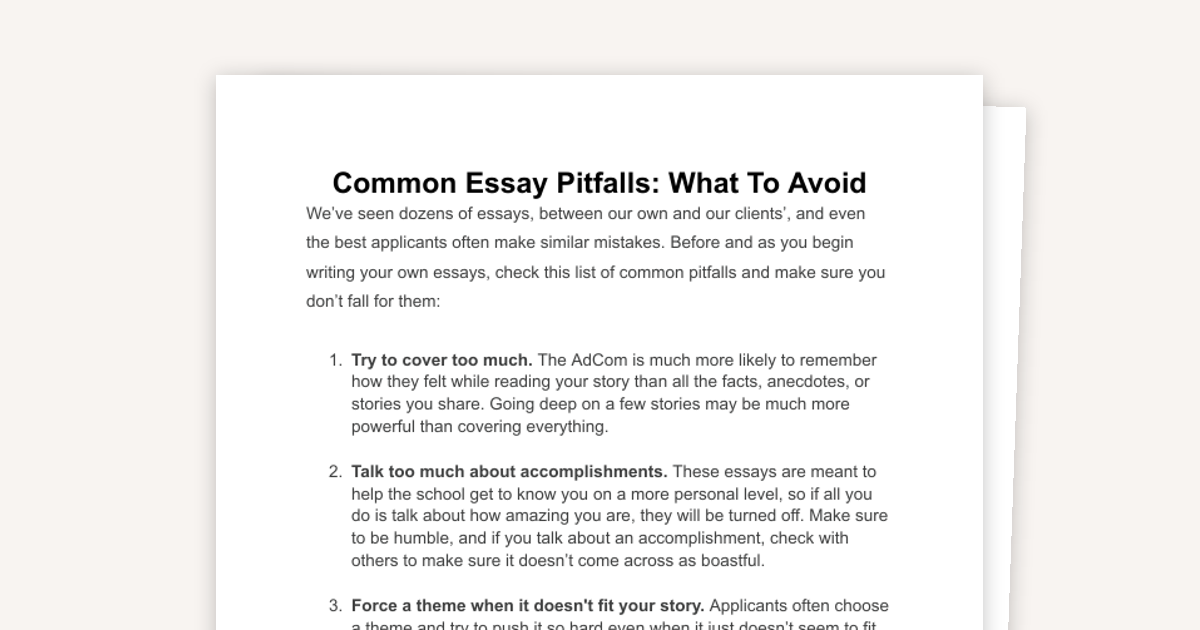 Common Essay Pitfalls: What To Avoid
