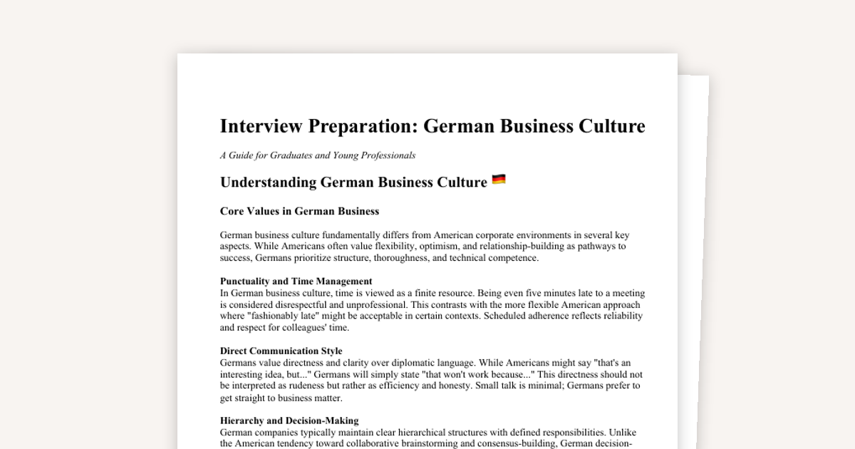 Interview Preparation: German Business Culture