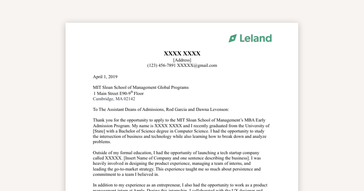 The Cover Letter That Got Into MIT Sloan
