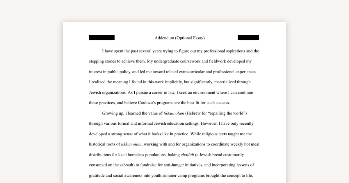 Example Scholarship Supplemental Essay | $20,000 Award