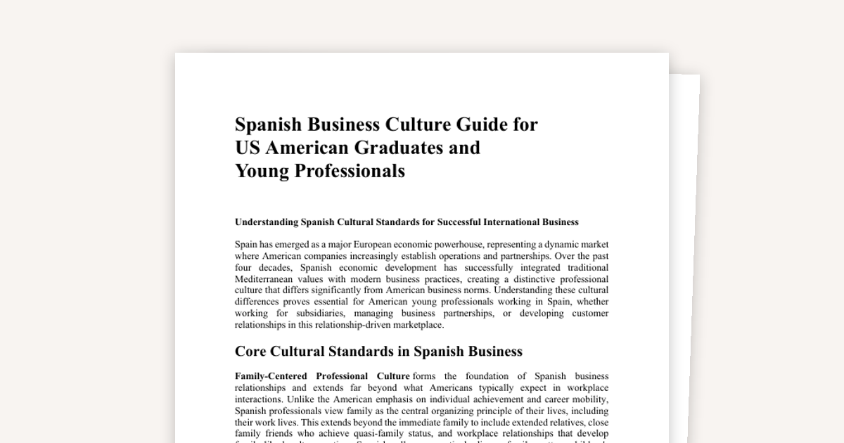 Business Culture Guide Spain for Americans
