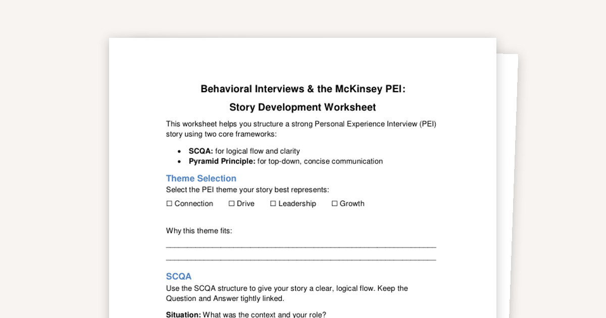 McKinsey PEI - Story Development Worksheet