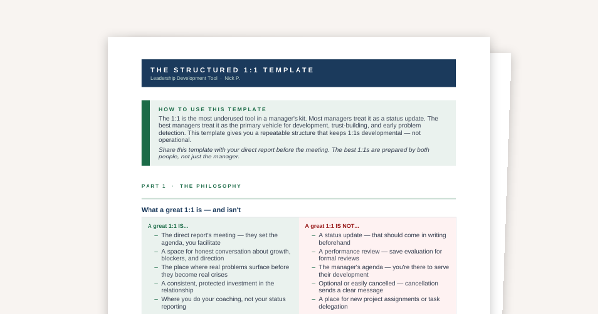 The Structured 1:1 Template for Managers
