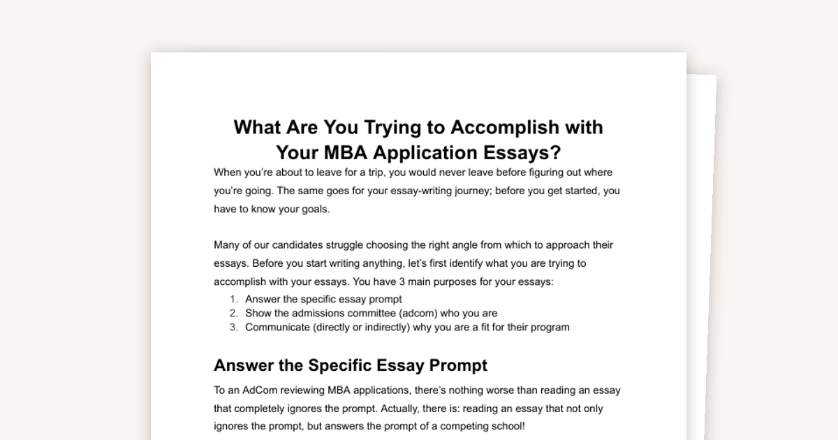 What Do You Want to Accomplish with Your MBA Essays?
