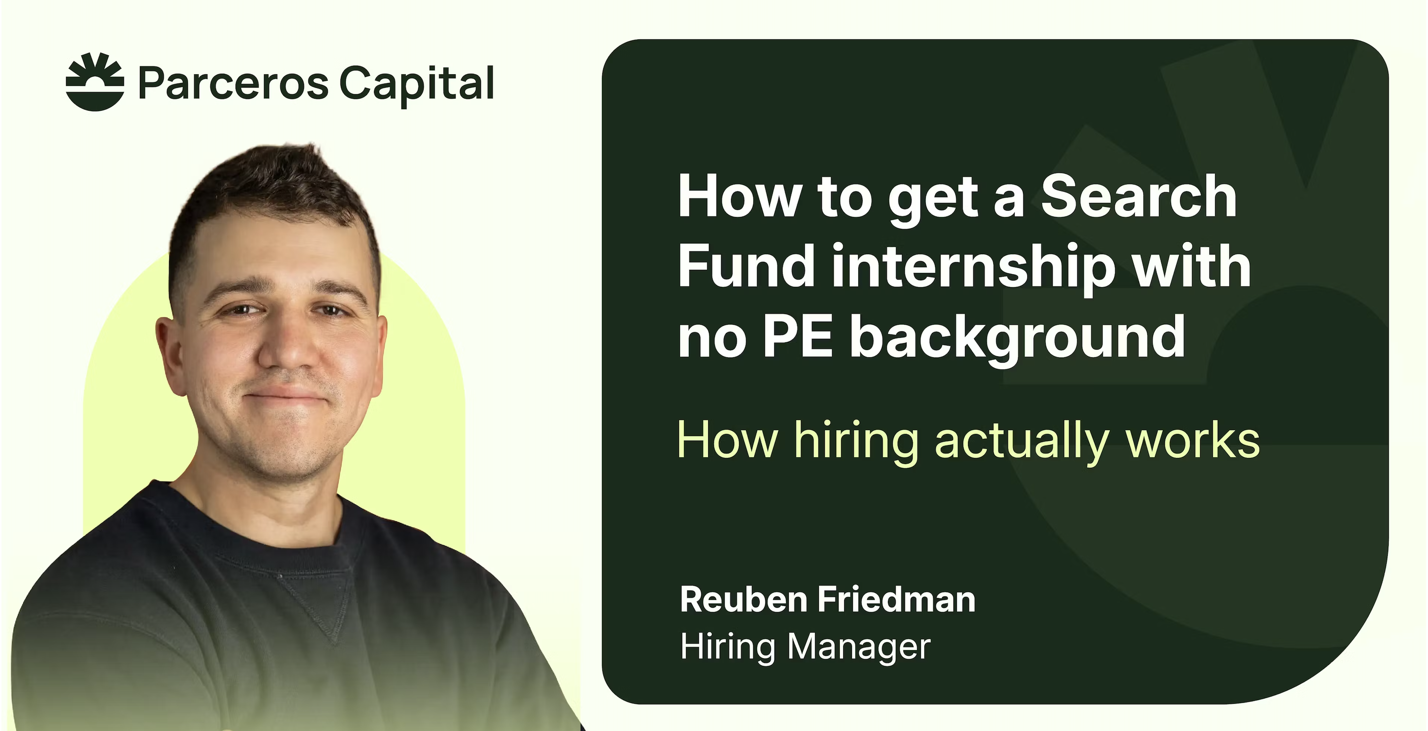 How to get a Search Fund internship with no PE background