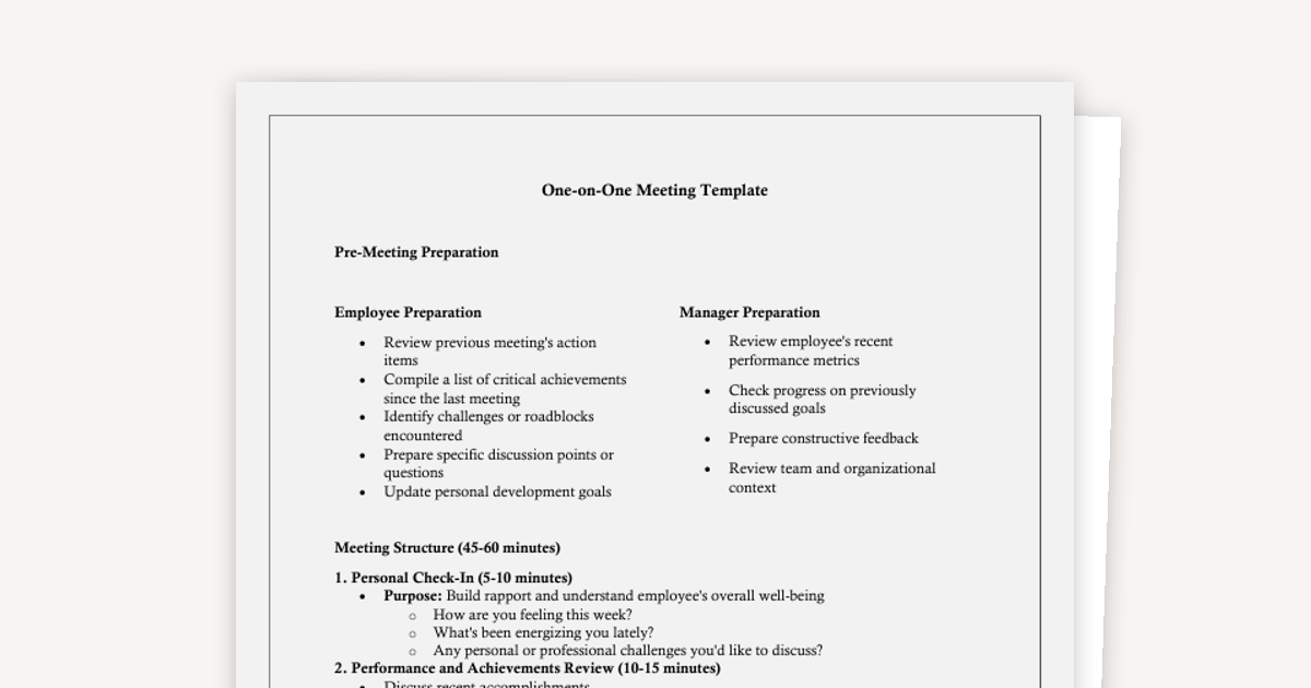 One on One Meeting Template