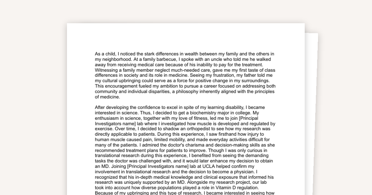 A Stanford Admit's Medical School Application Essay